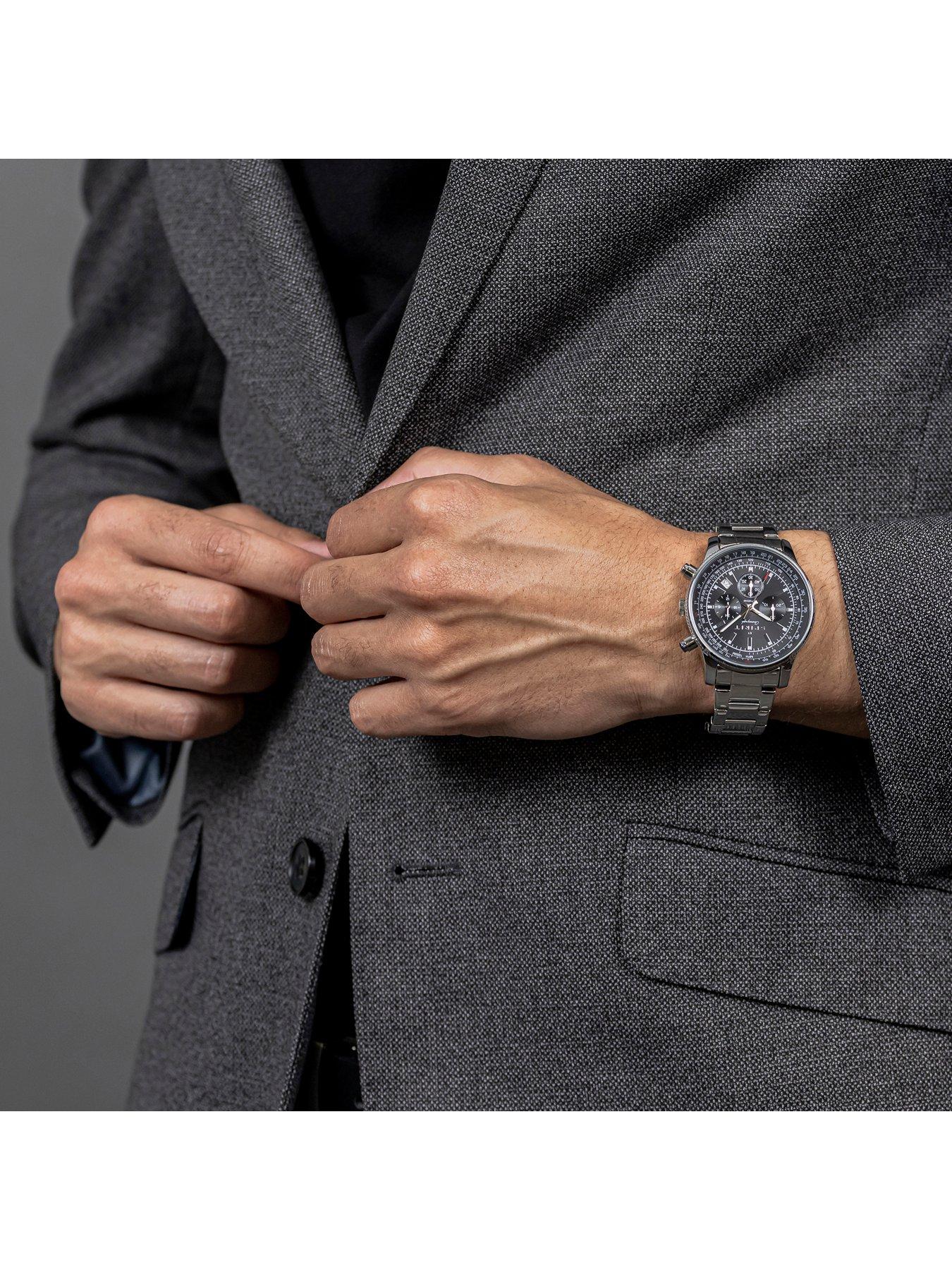 Spirit Spirit Gents Polished Silver Serrated Bezel Chronograph