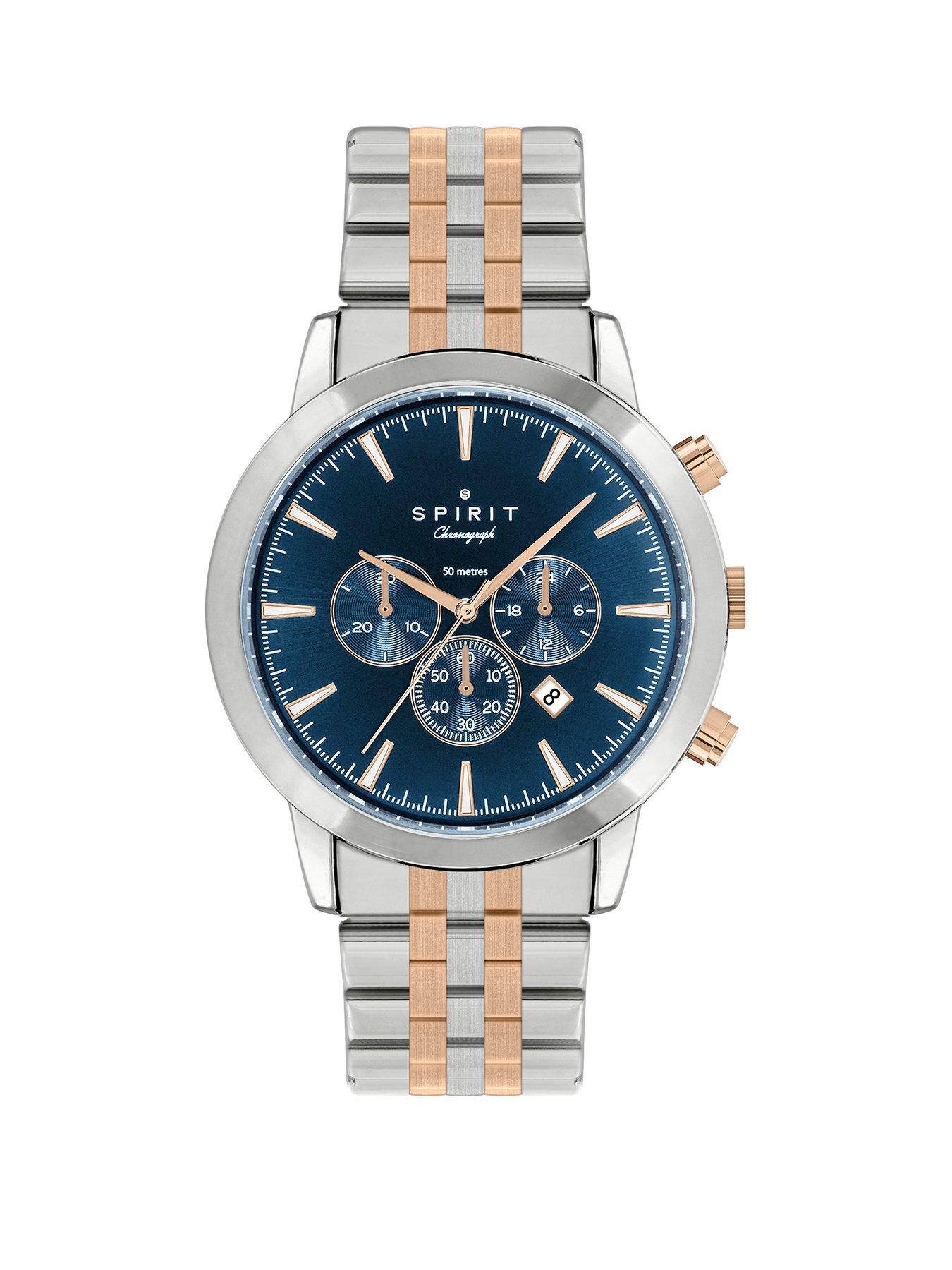 undefined Spirit Gents Polished Silver  &  Rose Gold Chronograph Bracelet Watch