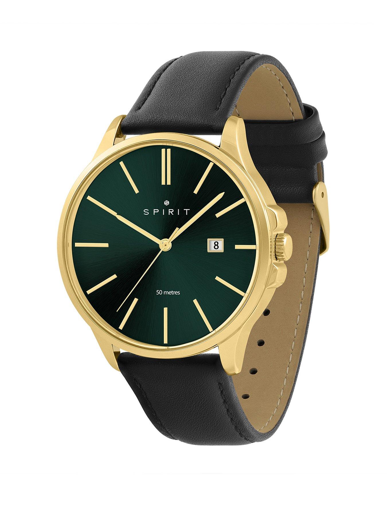 spirit-spirit-gents-classic-polished-gold-leather-watch-in-blackstillFront