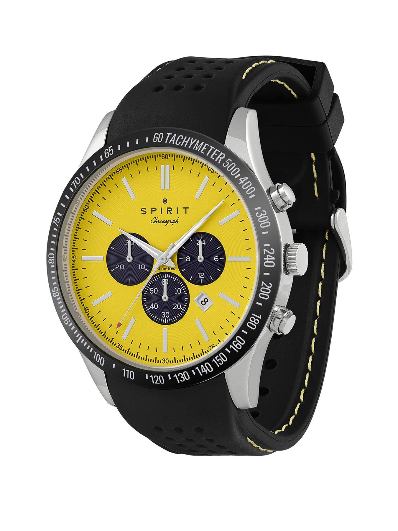 spirit-spirit-gents-tachymeter-polished-silver-silicone-watch-in-blackstillFront