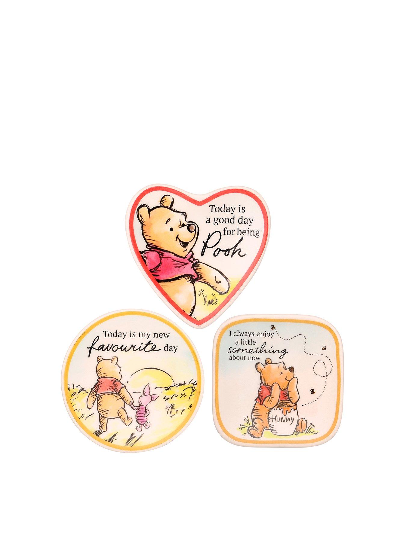 Image 1 of 7 of Disney Disney Winnie the Pooh 3pc Multicoloured Ceramic Gift Mini Trinket Tray set