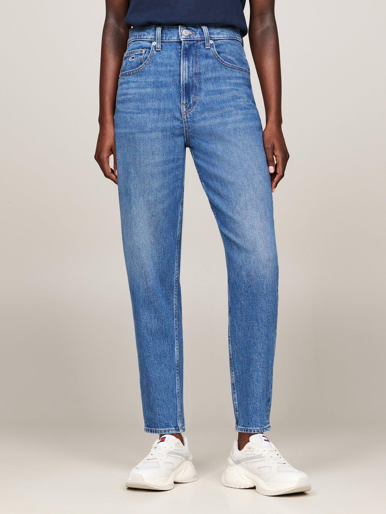 Image 1 of 4 of Tommy Jeans High Rise Mom Jean - Blue - Denim Medium