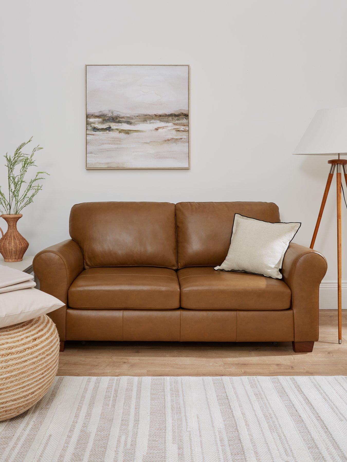 very-home-bailey-2-seater-leather-sofa-bed-tannbsp--fsc-certifiedfront