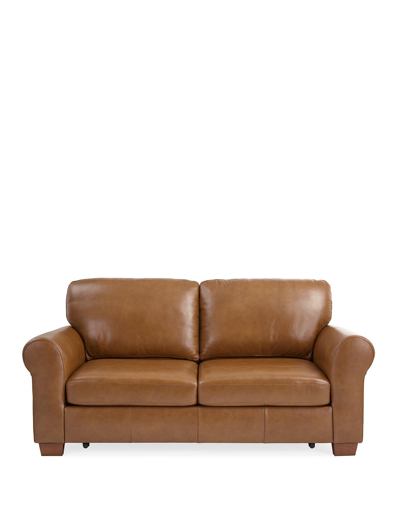 very-home-bailey-2-seater-leather-sofa-bed-tannbsp--fsc-certifiedstillFront