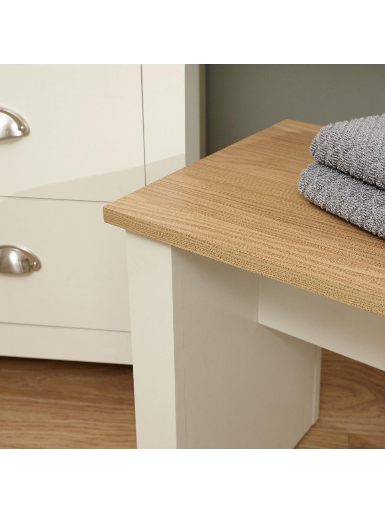 Image 4 of 5 of GFW Lancaster Dressing Table, Mirror and Stool&nbsp;Set - Cream/Oak