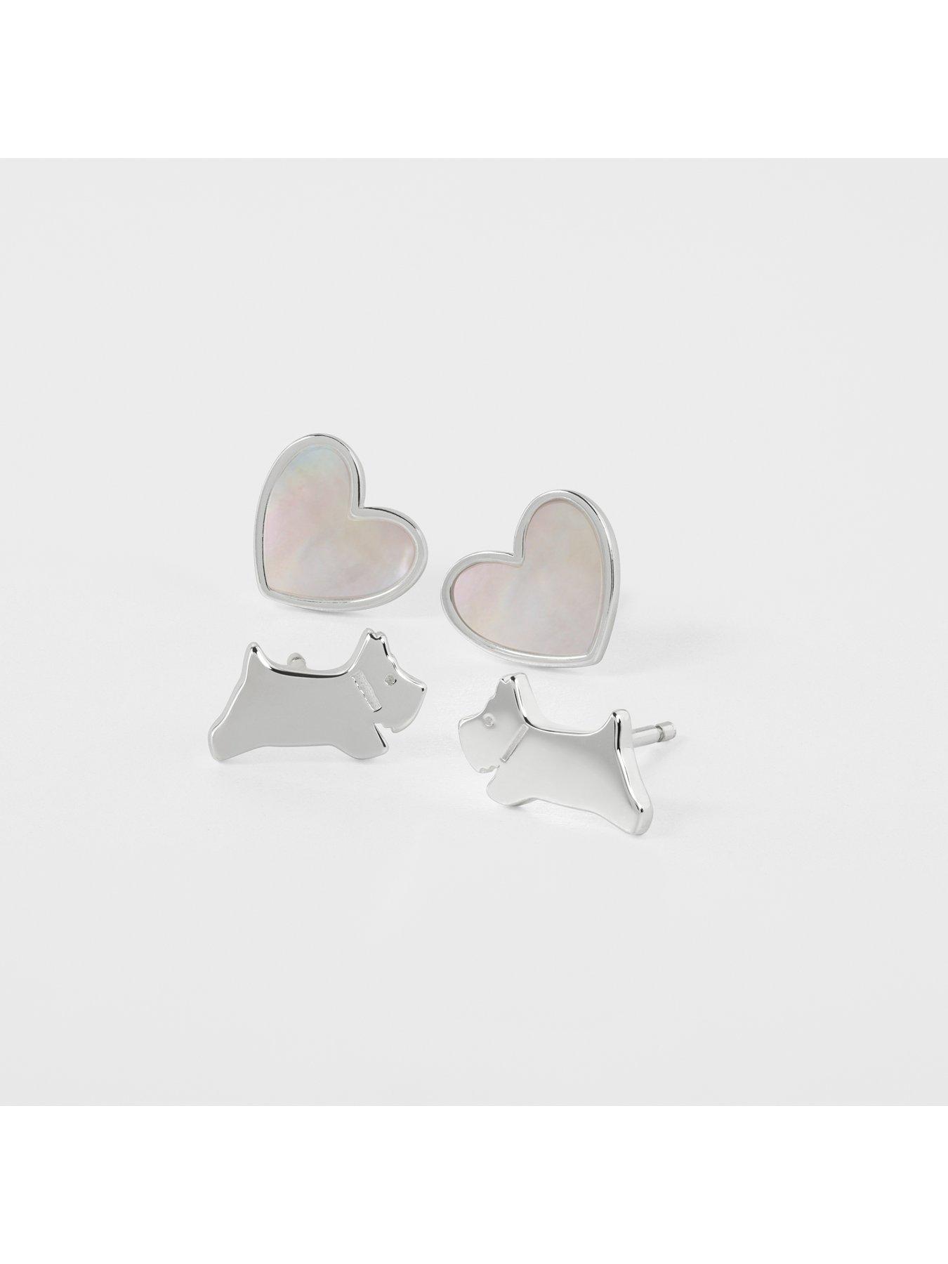 Image 3 of 6 of Radley Radley Sterling Silver Dog and Genuine Mother Of Pearl Heart Earrings