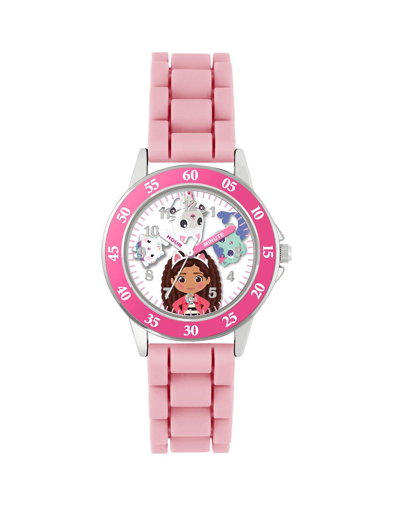 disney-gabbys-dollhouse-pink-silicone-time-teacher-strap-watch