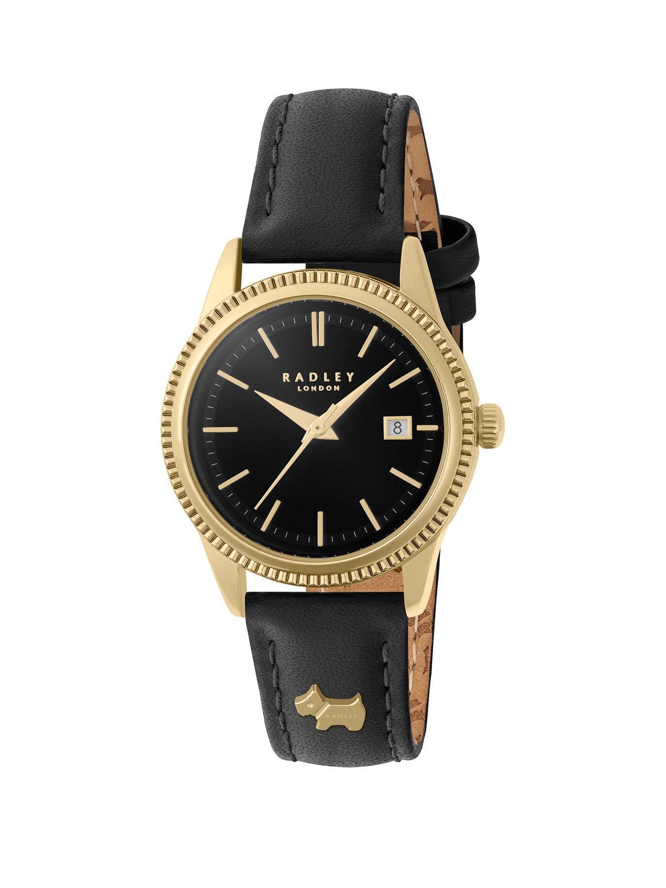Radley Radley Gold Plated Black Leather Strap Watch