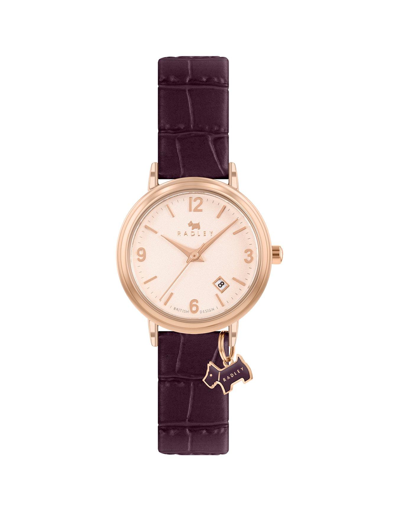 radley-radley-ladies-aubergine-stepped-bezel-rose-gold-plated-strap-watch