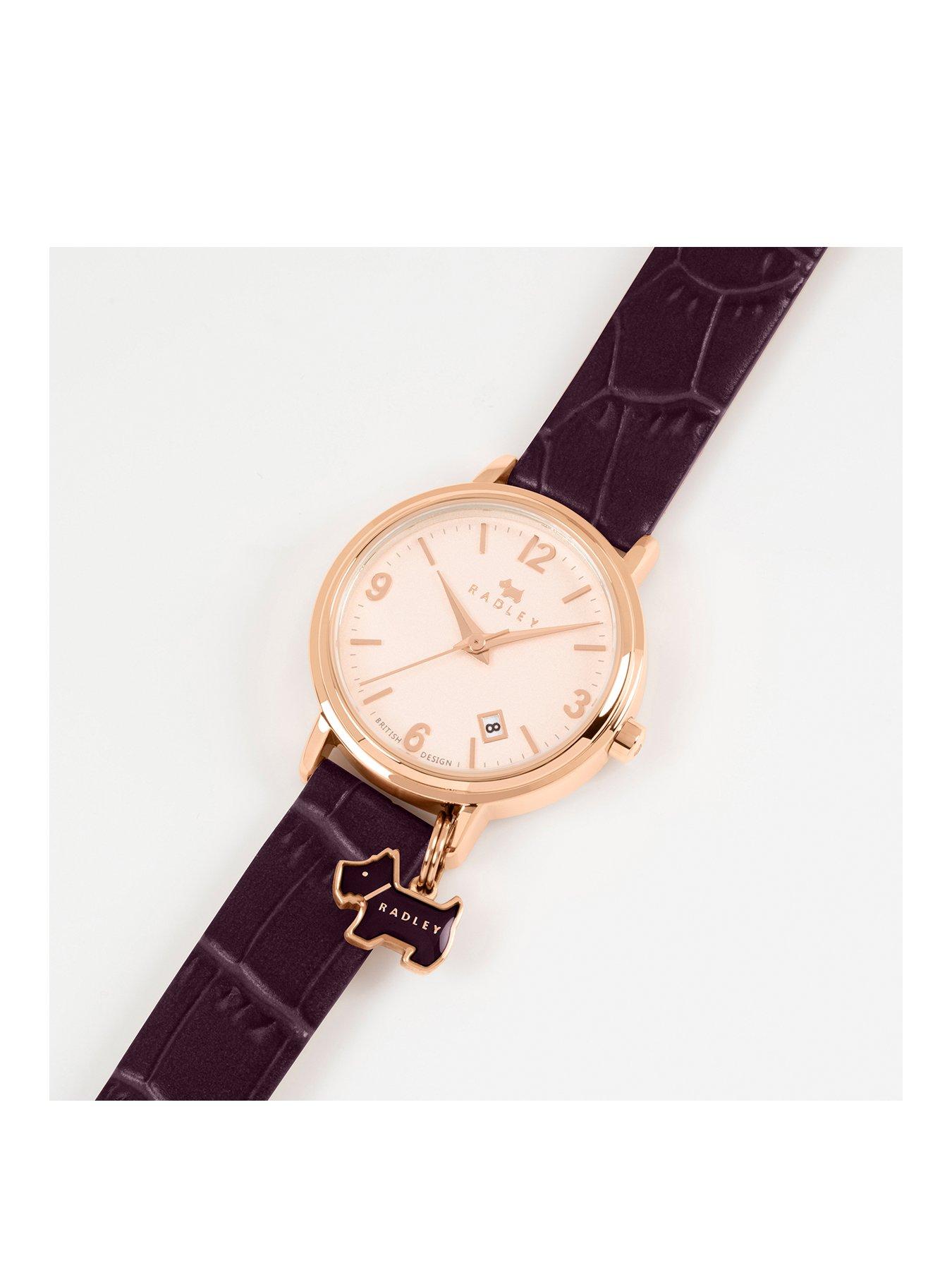 radley-radley-ladies-aubergine-stepped-bezel-rose-gold-plated-strap-watchstillFront