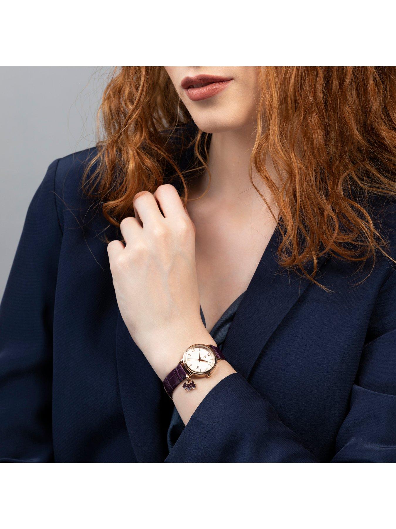Image 2 of 4 of Radley Radley Ladies Aubergine Stepped Bezel Rose Gold Plated Strap Watch