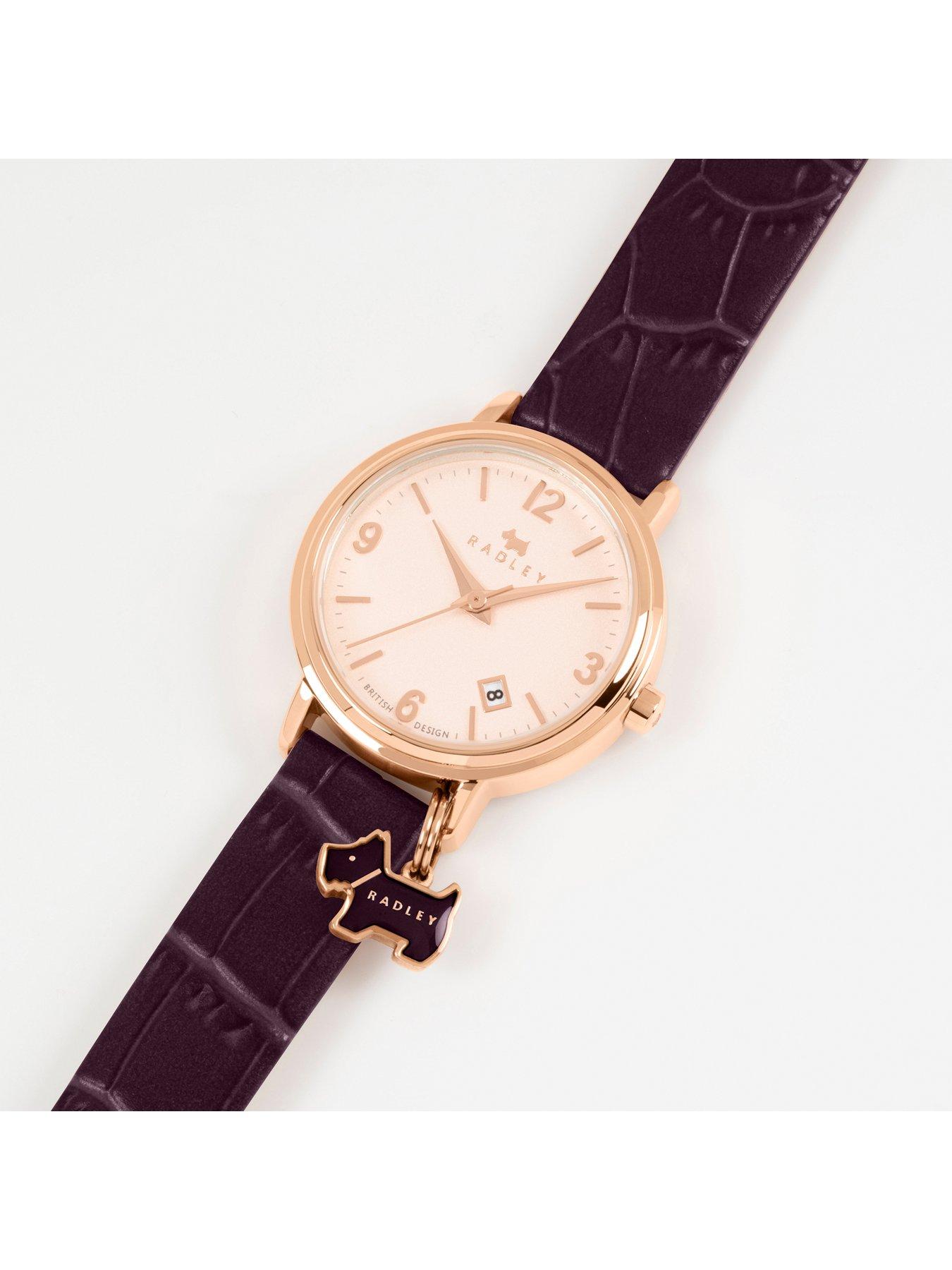 Image 3 of 4 of Radley Radley Ladies Aubergine Stepped Bezel Rose Gold Plated Strap Watch