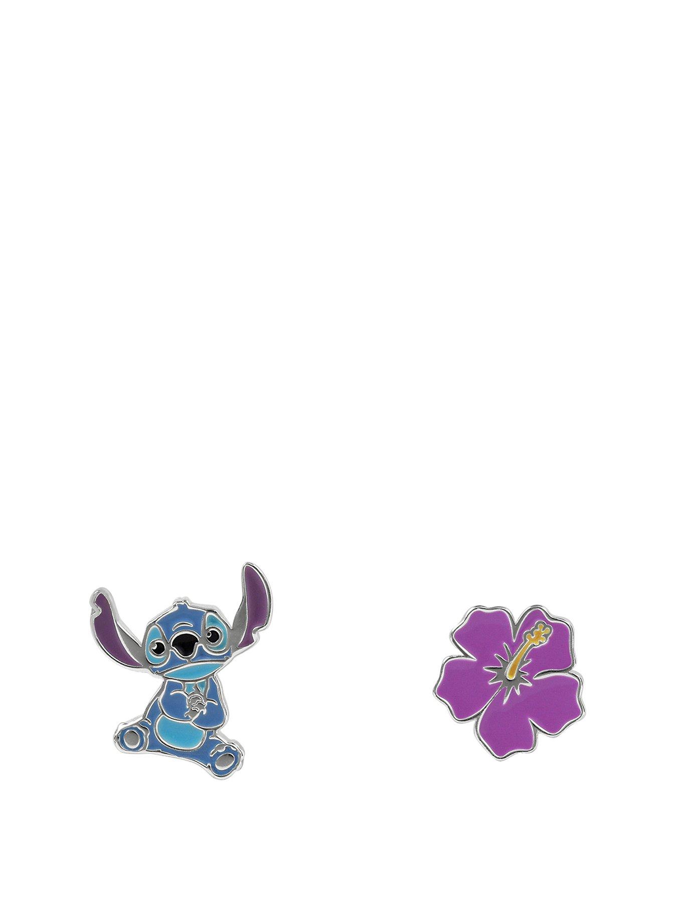 disney-sterling-silver-stitch-and-flower-mismatched-earrings