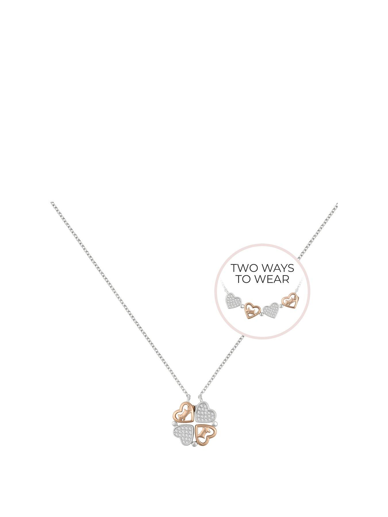 undefined Radley Sterling Silver 18ct Rose Gold Plated Magnetic Closing Hearts Necklace