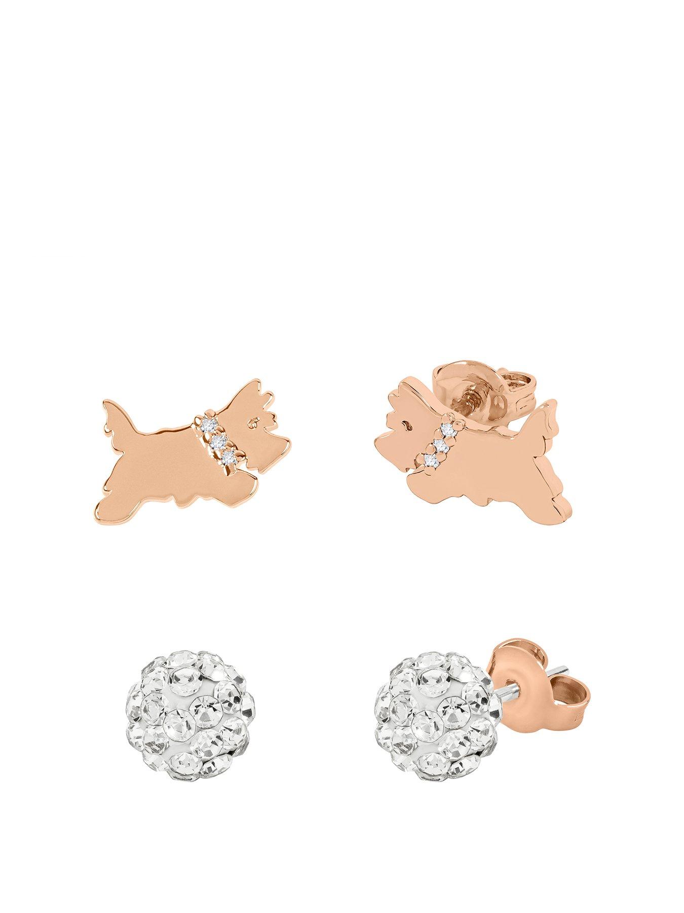 radley-radley-rocks-ladies-18ct-rose-gold-plated-clear-stone-set-fireball-and-jumping-dog-twin-pack-earrings