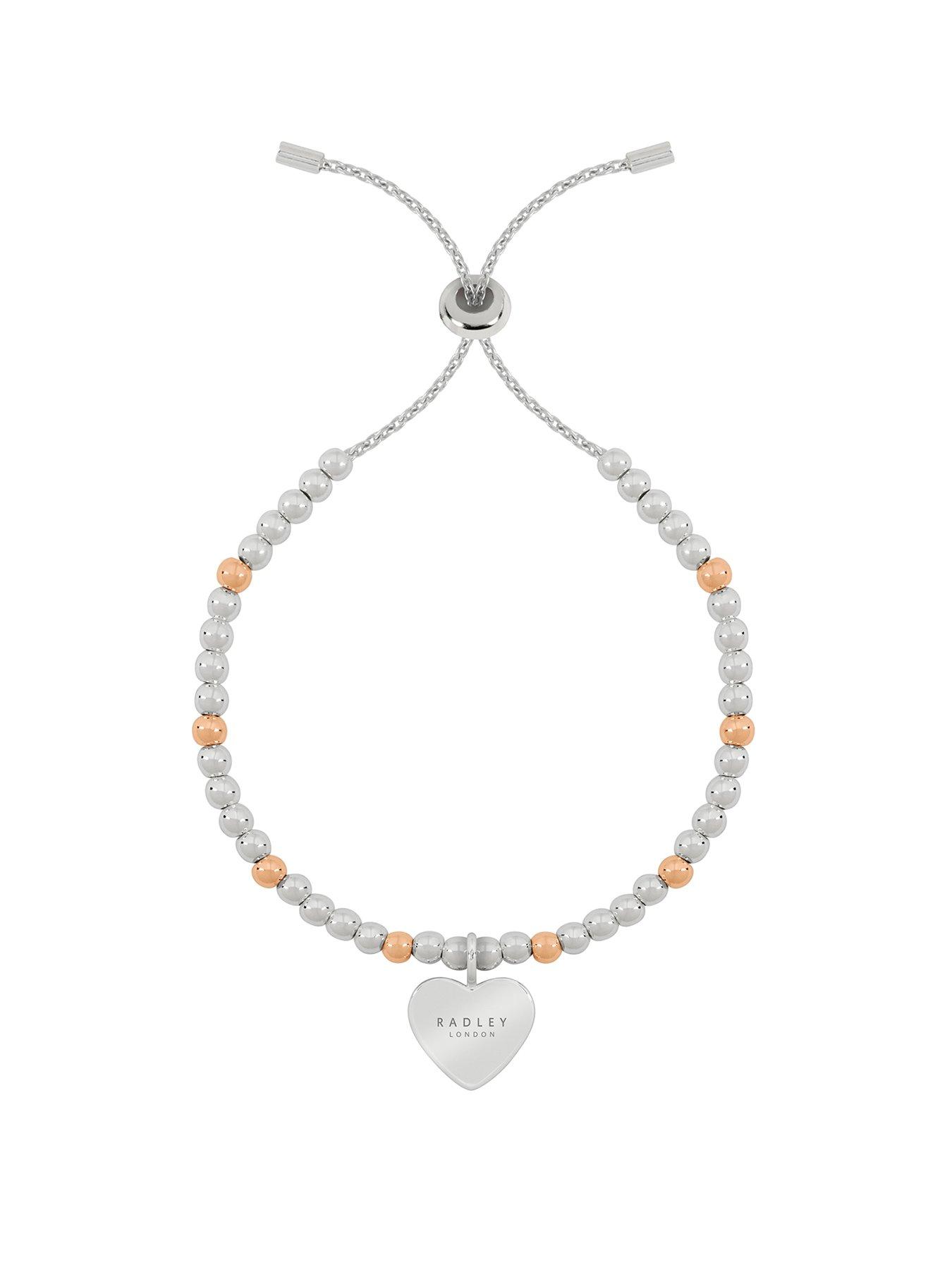 radley-radley-love-letters-ladies-silver-plated-friendship-bracelet-with-rose-gold-plated-balls-and-etched-heart-pendant