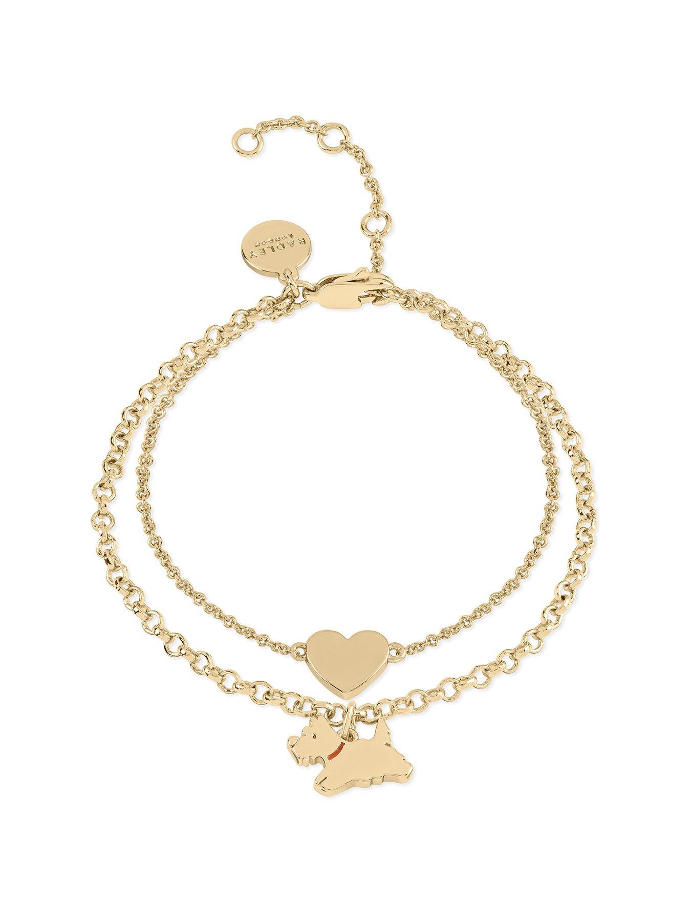 Radley Radley Duke's Place Ladies 18ct Pale Gold Plated Double Layer Dog and Heart Bracelet
