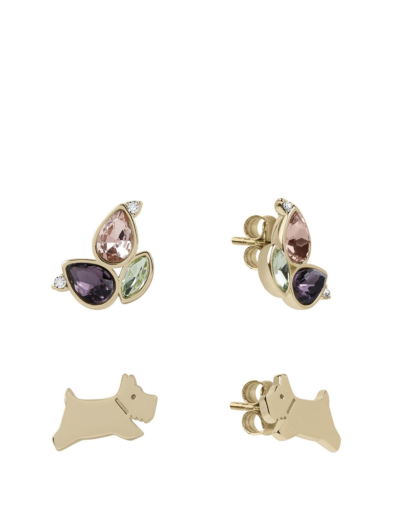 radley-radley-18ct-gold-plated-jumping-dog-amp-petal-twin-pack-earring-set