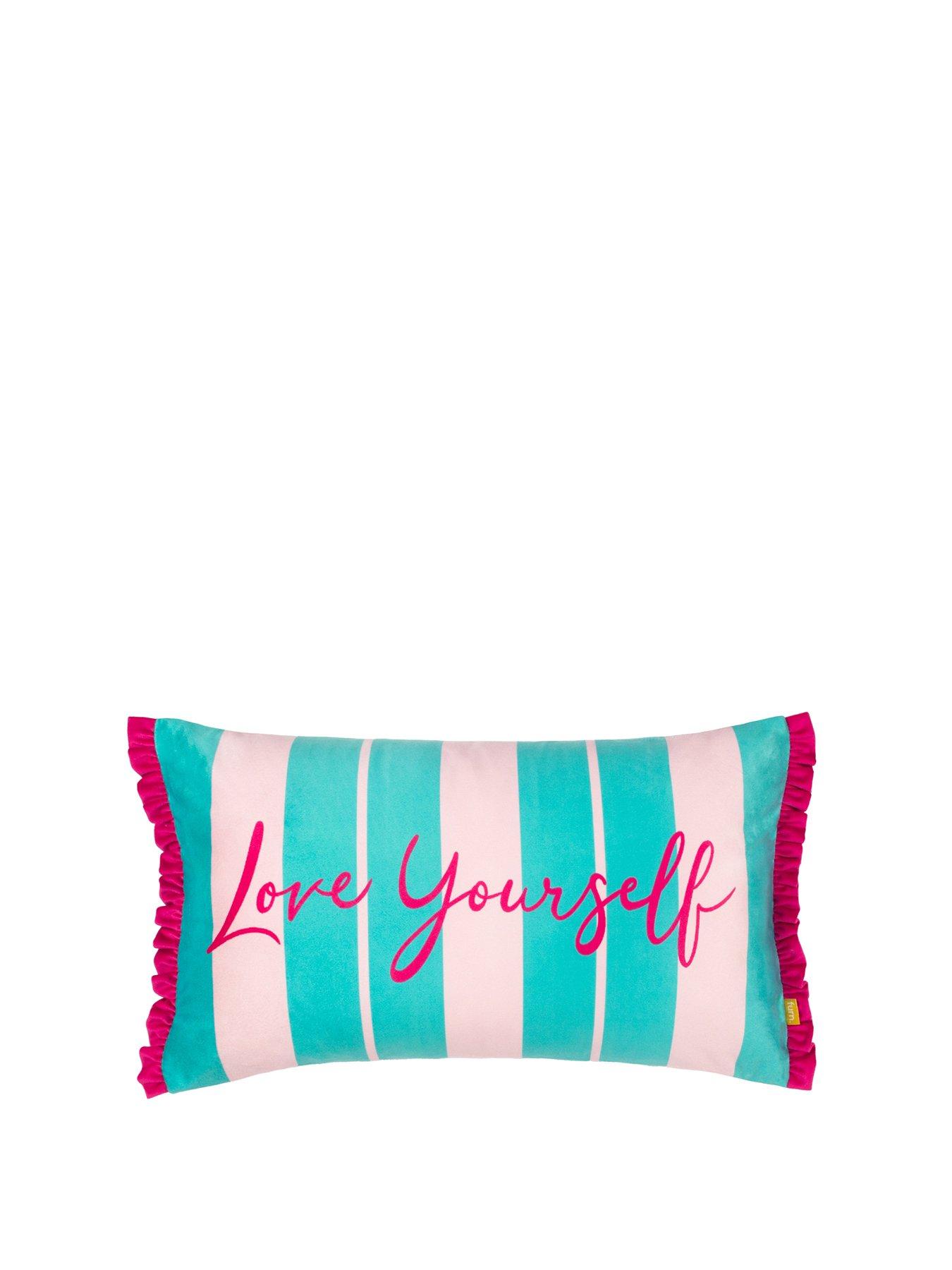 furn-love-yourself-polyester-cushion-aquapink