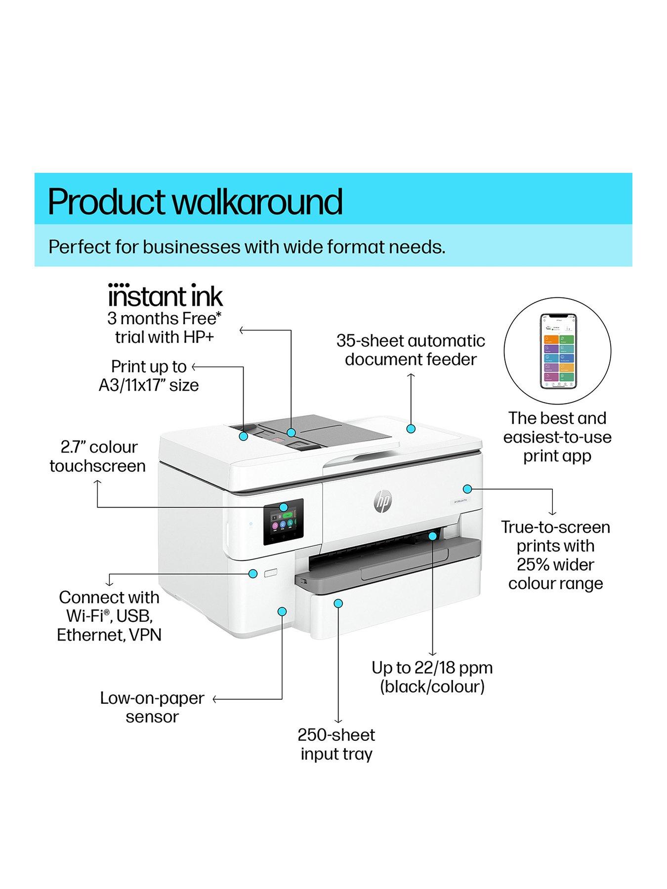 Image 3 of 8 of HP OfficeJet Pro 9720e A3 All-in-One Wireless Colour Printer with 3 months of Instant Ink Included with HP+