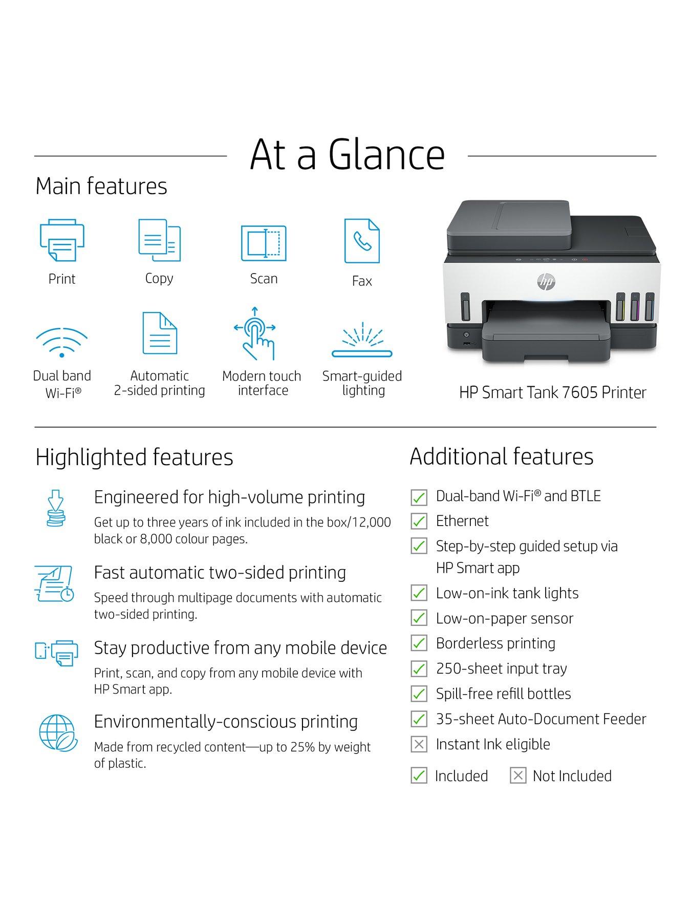 Image 7 of 8 of HP Smart Tank 7605 Wireless All-in-One Colour Printer with up to 3 years of HP Ink Bottles included
