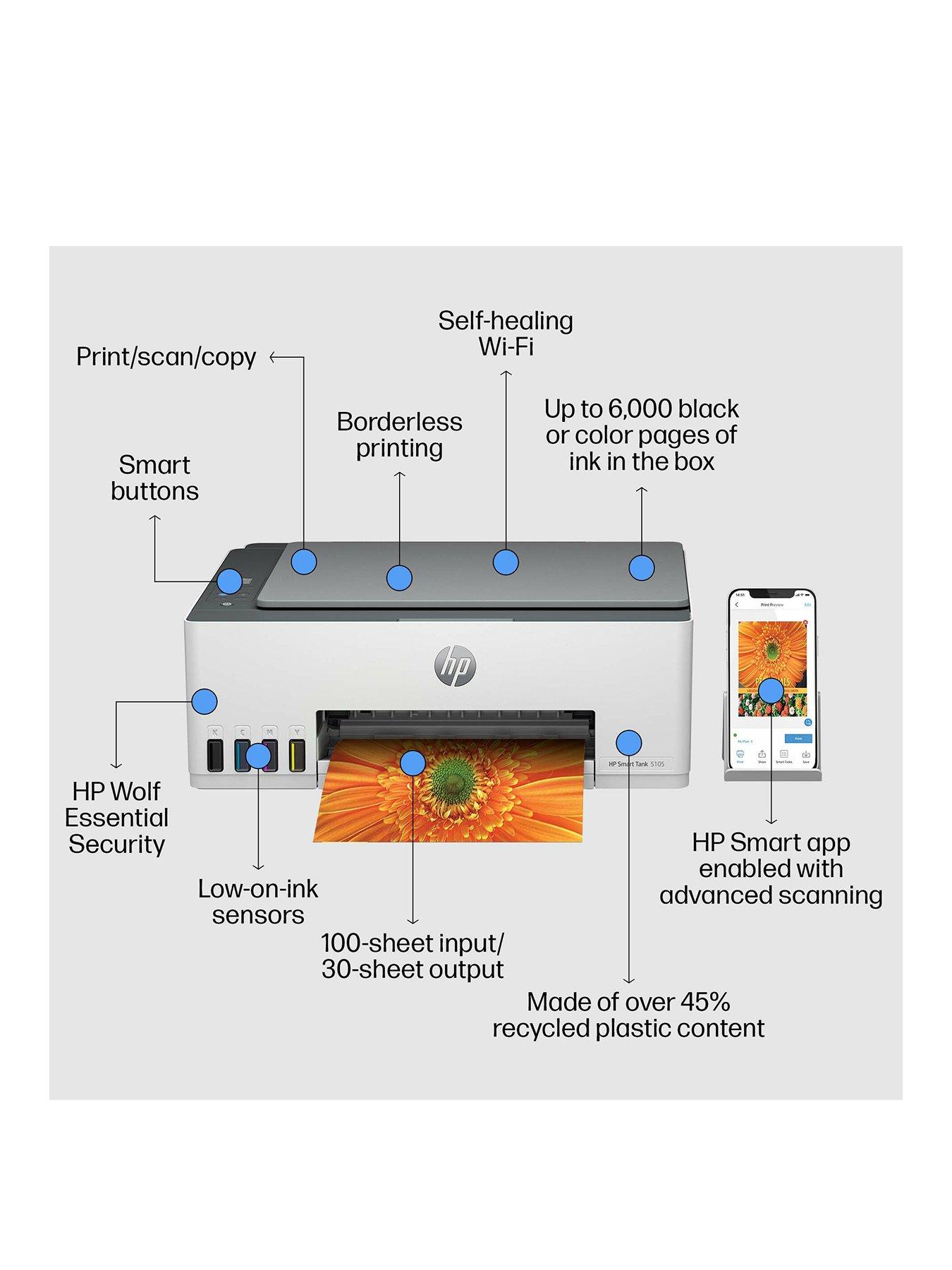 Image 3 of 8 of HP Smart Tank 5105 Wireless All-in-One Colour Printer with up to 3 years of HP Ink Bottles included