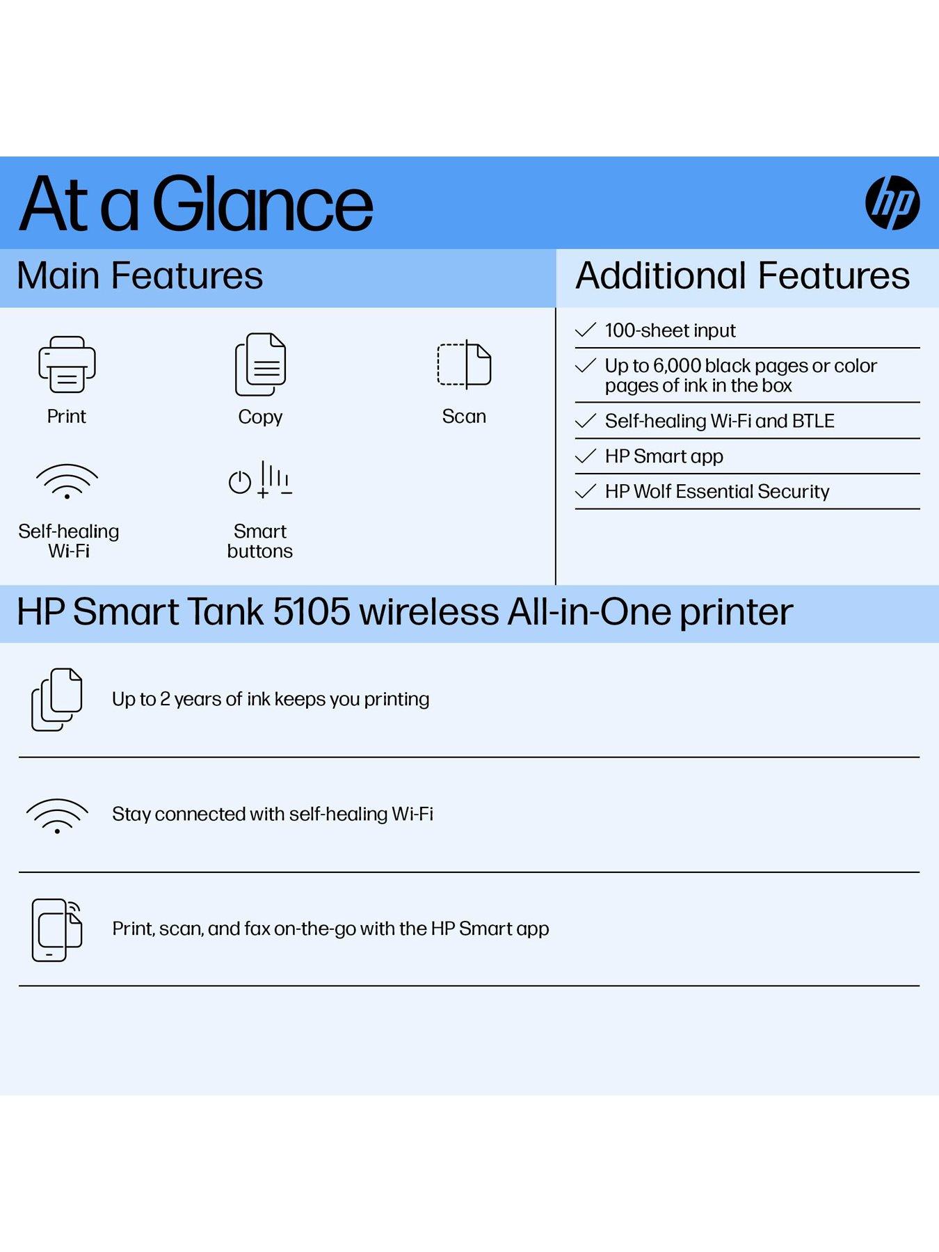 Image 7 of 8 of HP Smart Tank 5105 Wireless All-in-One Colour Printer with up to 3 years of HP Ink Bottles included