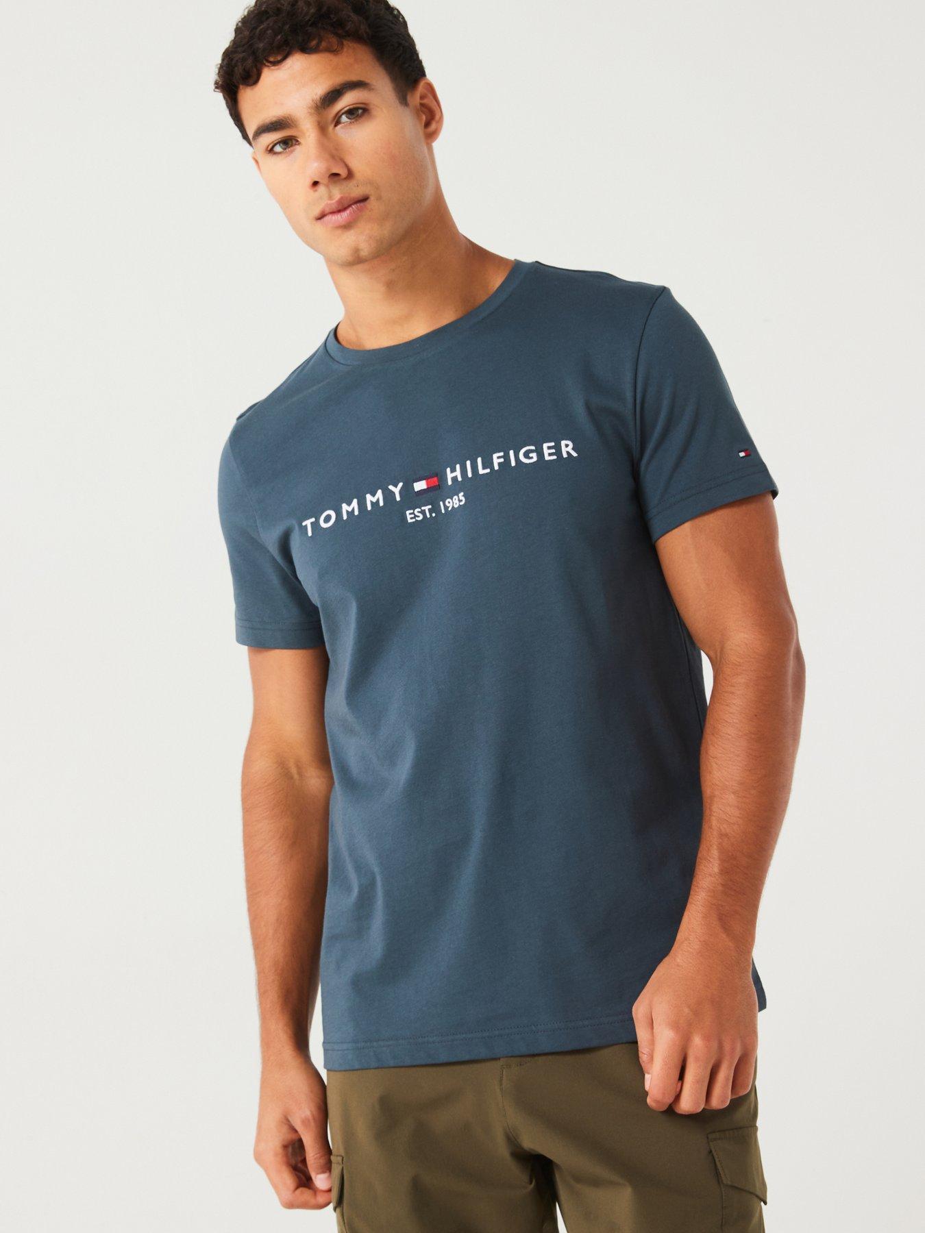 tommy-hilfiger-tommy-hilfiger-linear-chest-logo-t-shirt-blue