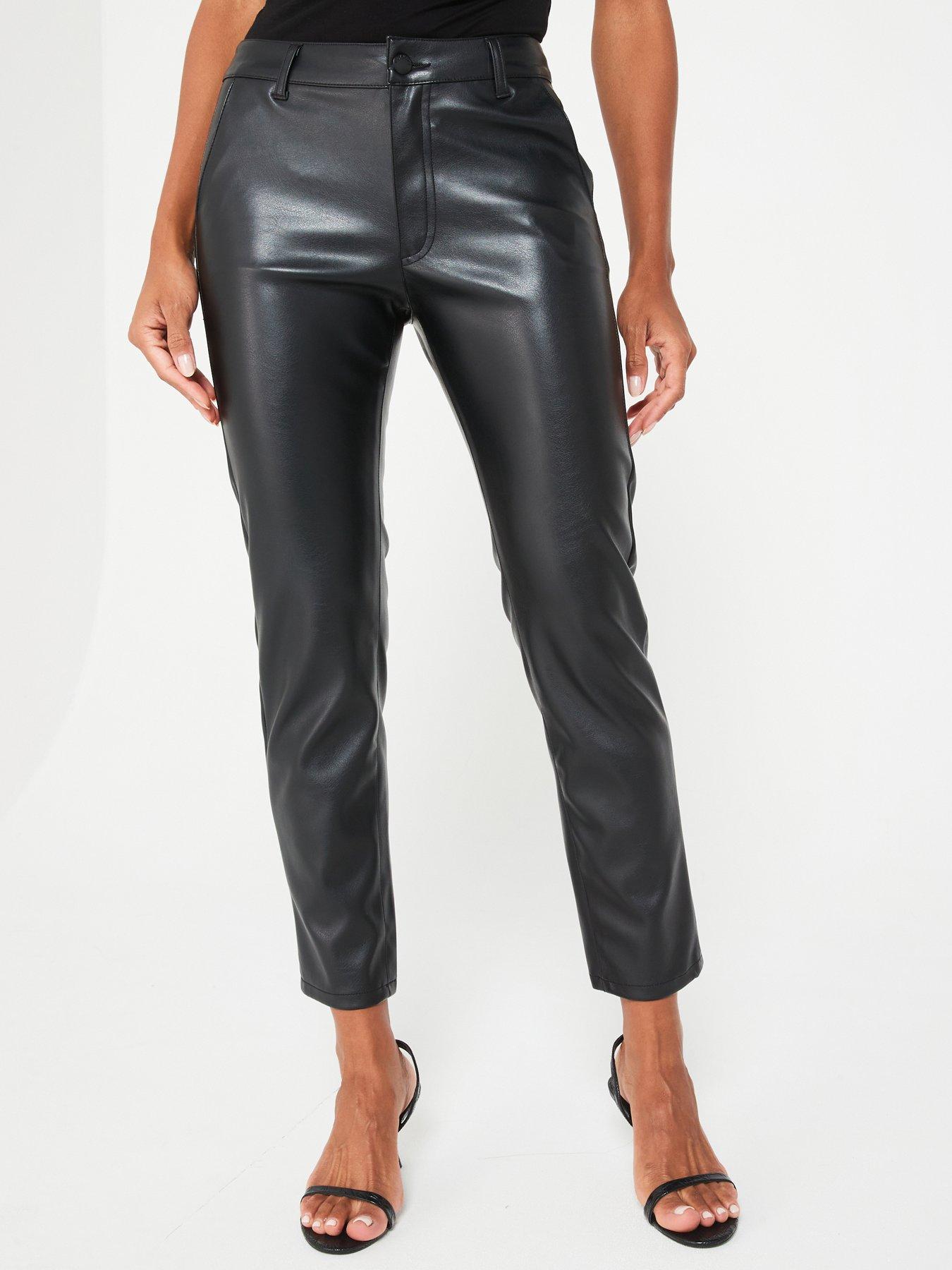 V by Very Faux Leather Slim Cigarette Trousers - Black