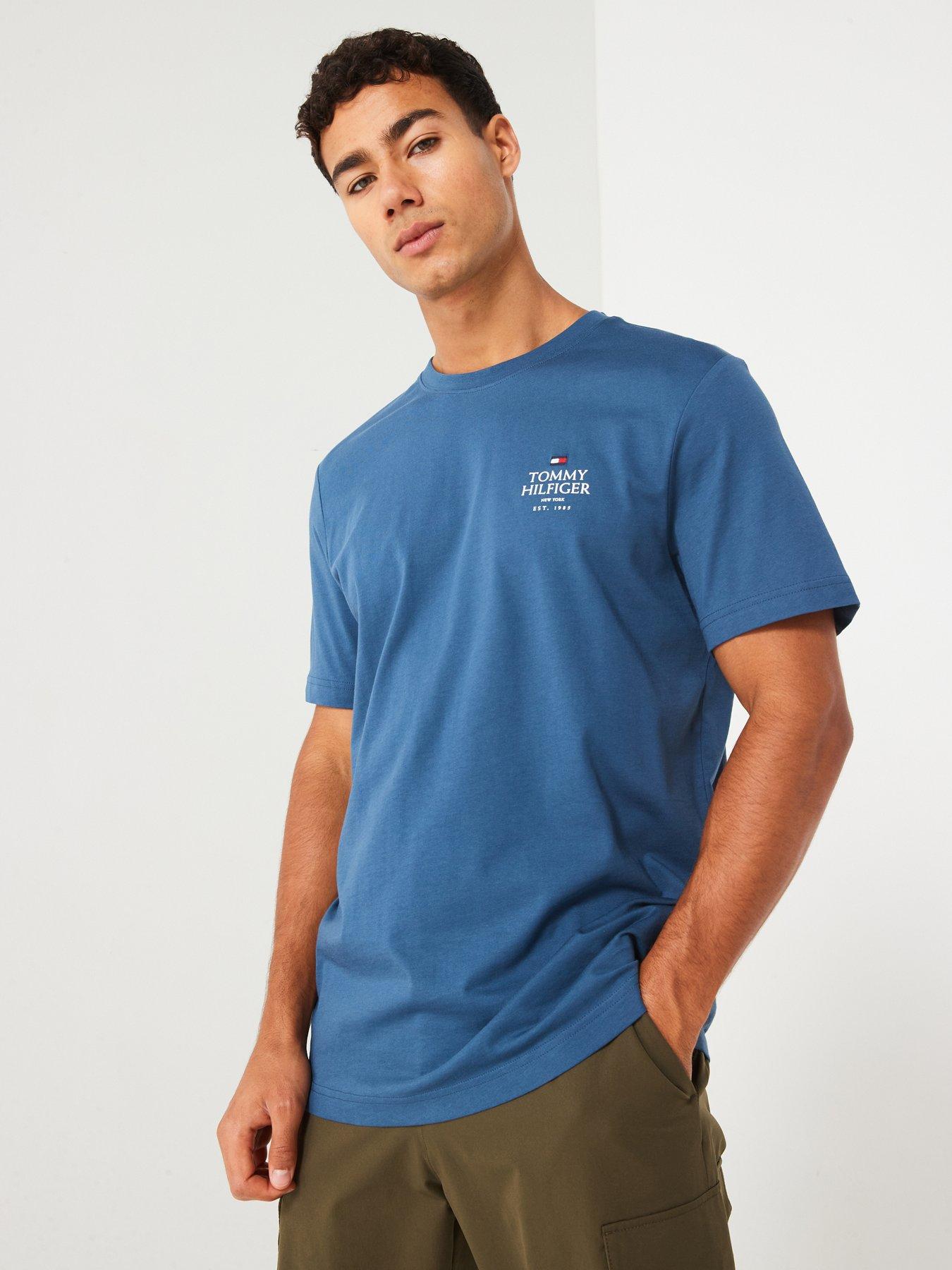 tommy-hilfiger-tommy-hilfger-stacked-logo-t-shirt-blue