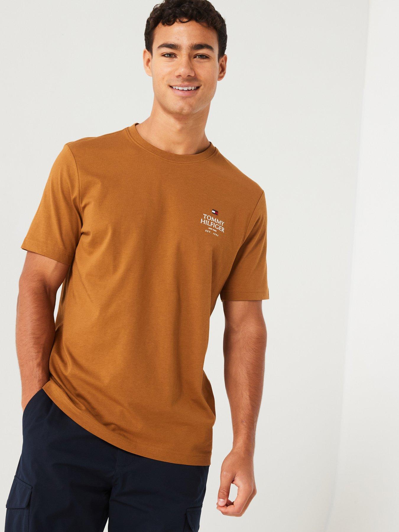 tommy-hilfiger-stacked-logo-t-shirt-brown