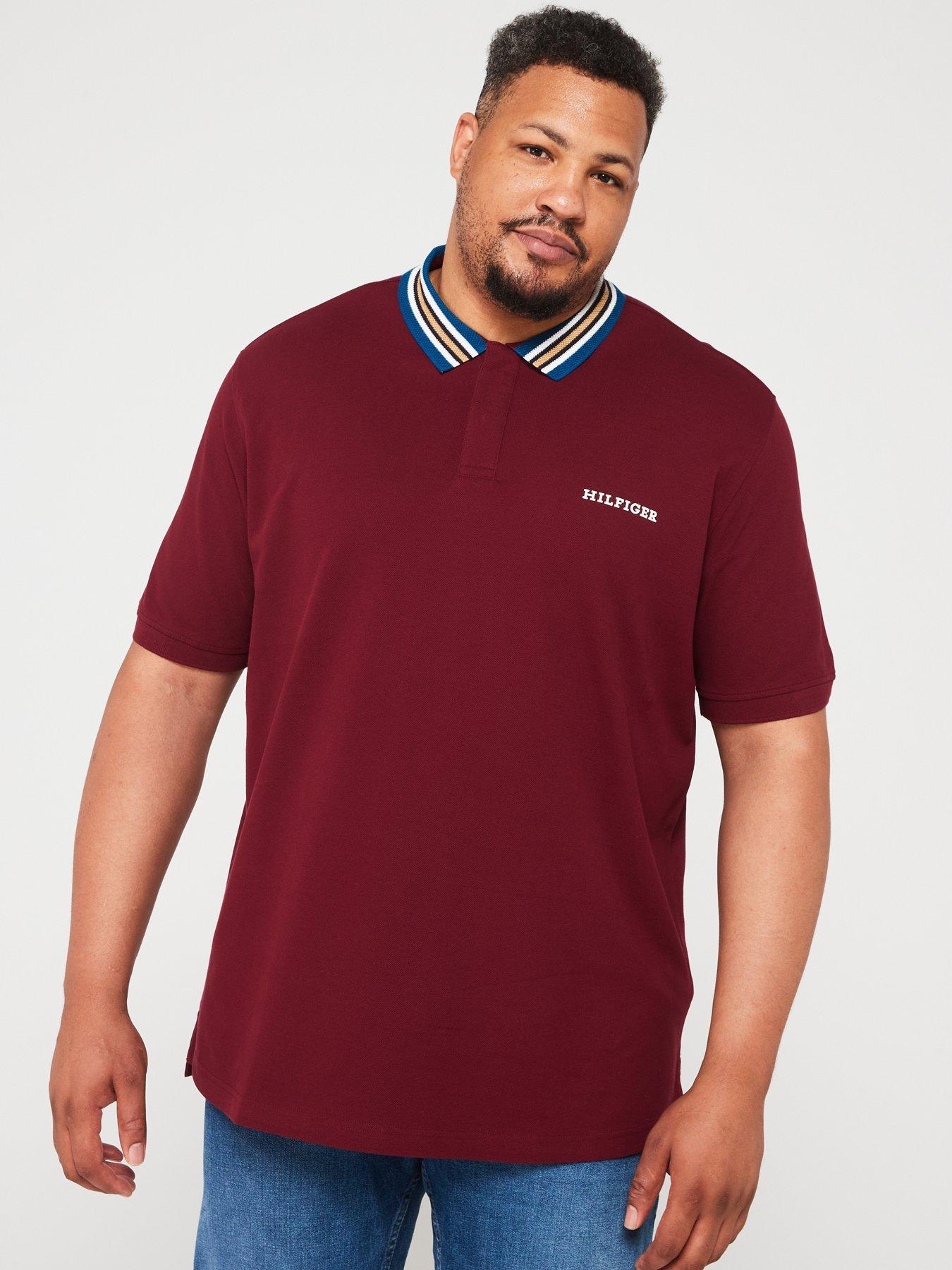 tommy-hilfiger-tommy-hilfiger-big-amp-tall-regular-fit-contrast-collar-polo-shirt-dark-redback