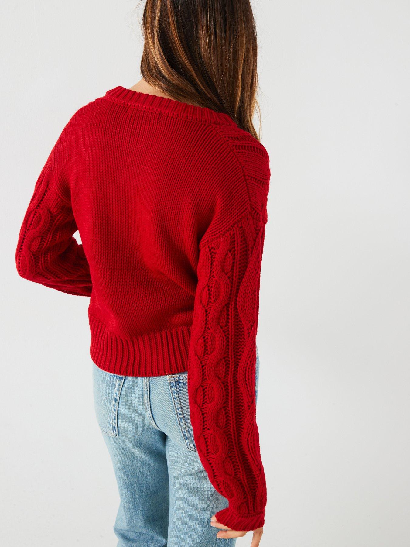 v-by-very-cable-knit-cropped-cardigan-redstillFront