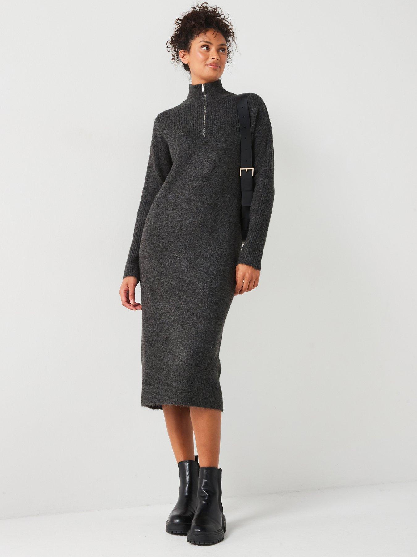 everyday-knitted-quarter-zip-midi-dress-charcoal