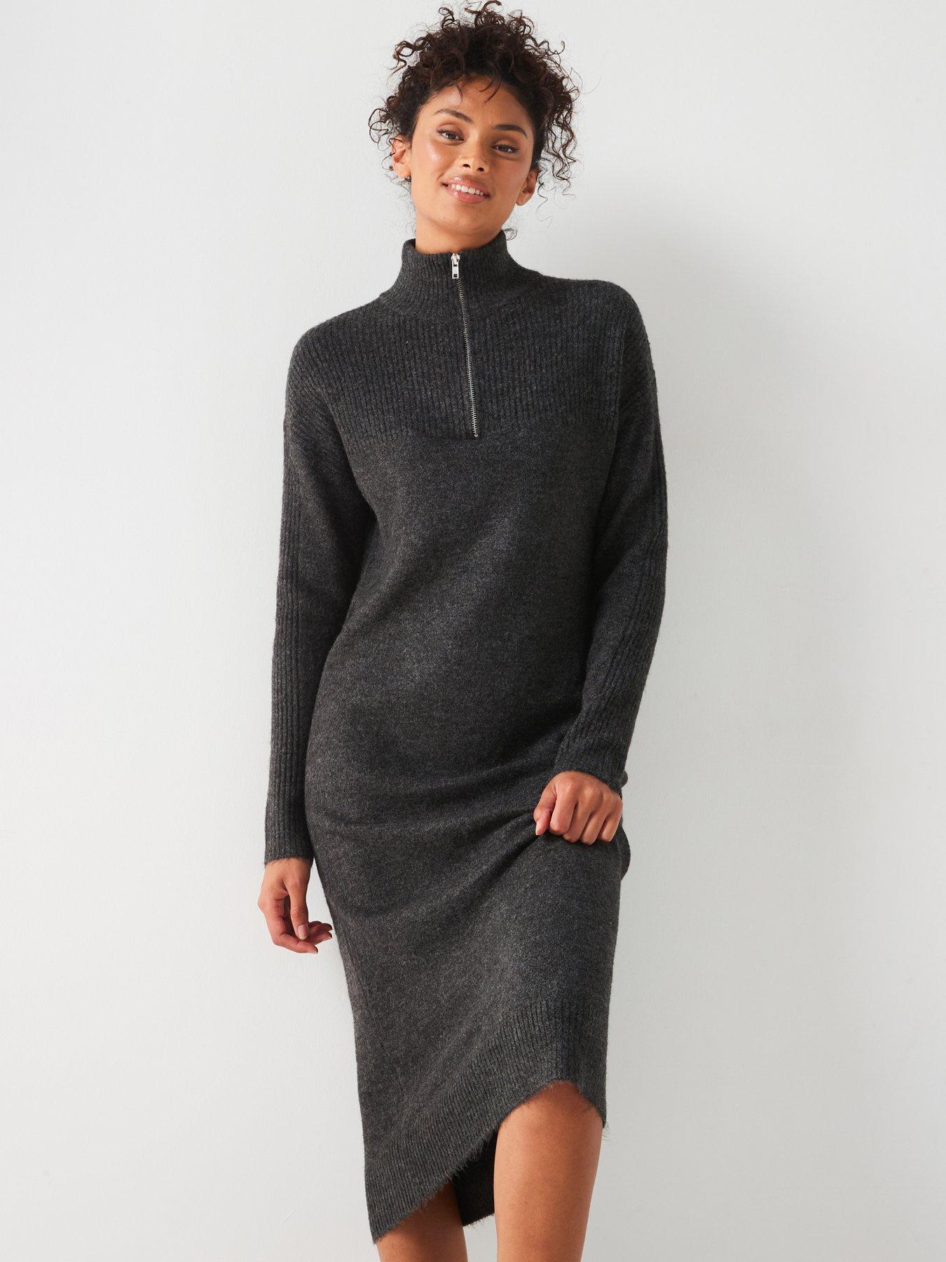 everyday-knitted-quarter-zip-midi-dress-charcoalback