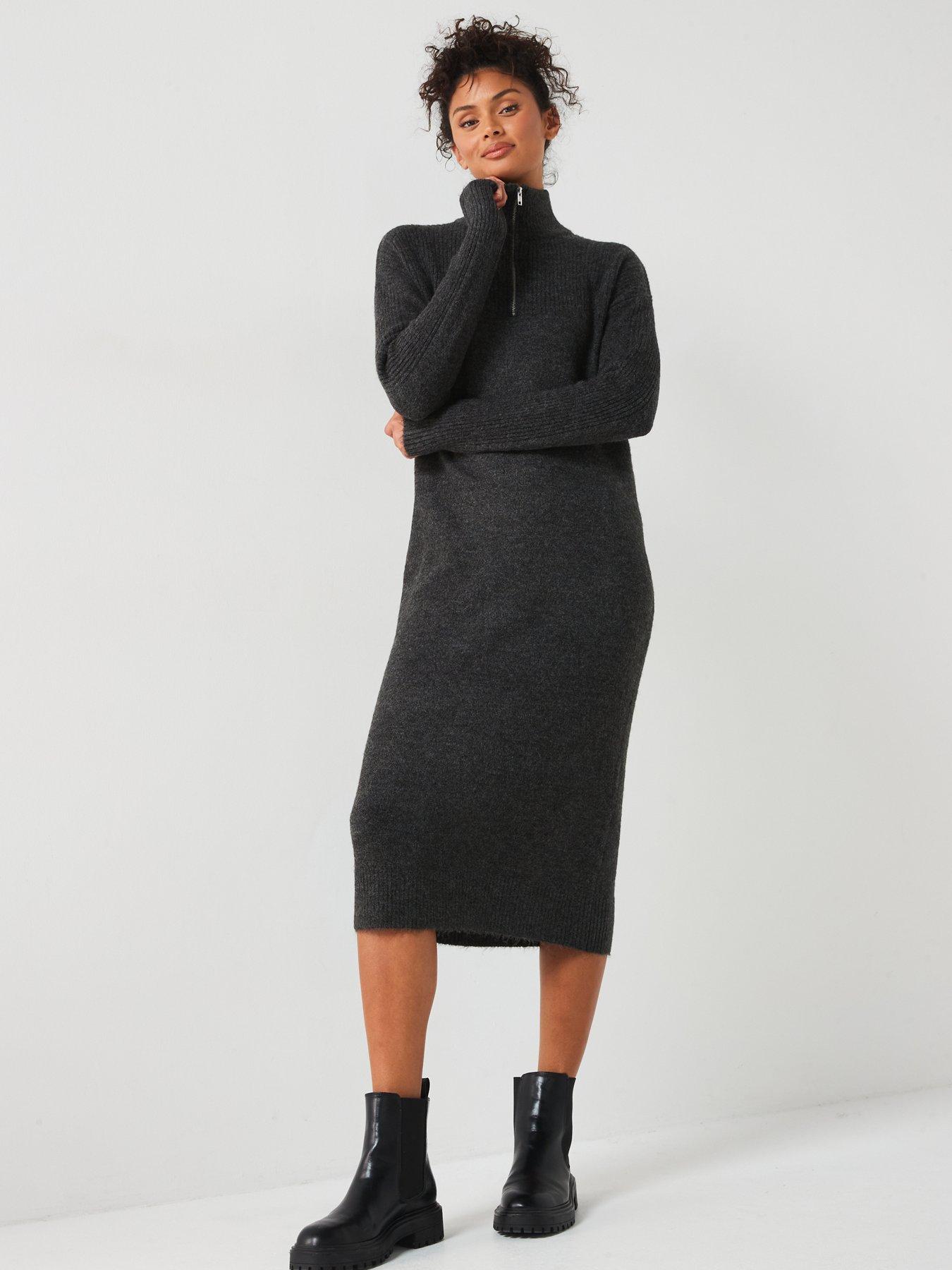 everyday-knitted-quarter-zip-midi-dress-charcoaloutfit