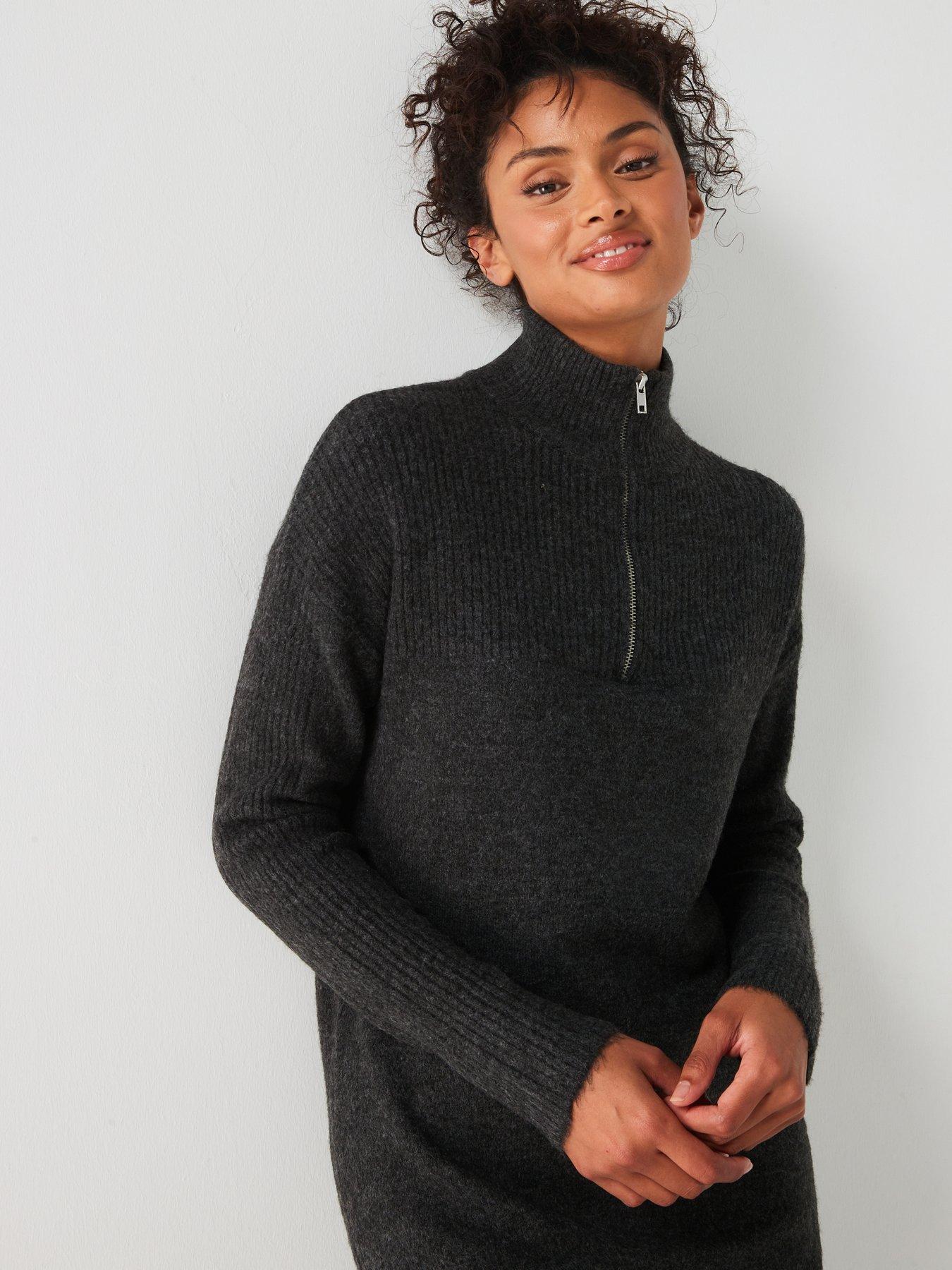 everyday-knitted-quarter-zip-midi-dress-charcoaldetail