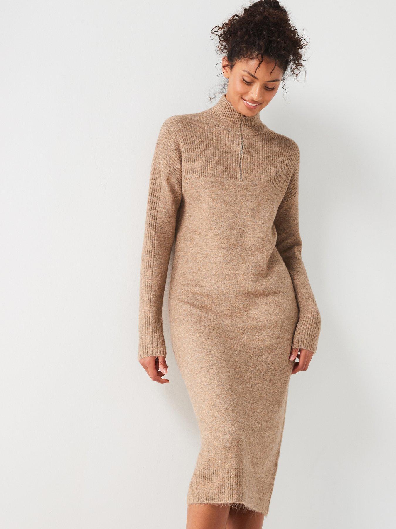 everyday-knitted-quarter-zip-midi-dress-neutral