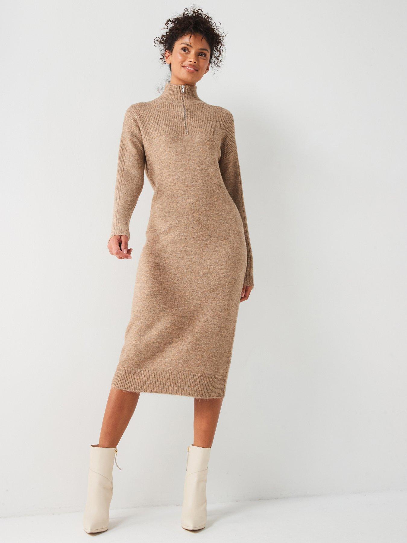 everyday-knitted-quarter-zip-midi-dress-neutralback