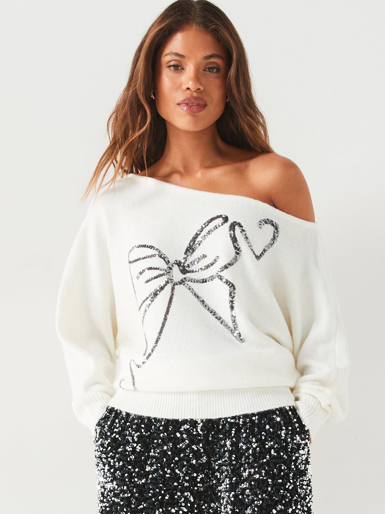 v-by-very-off-the-shoulder-sequin-bow-jumper-ivoryoutfit