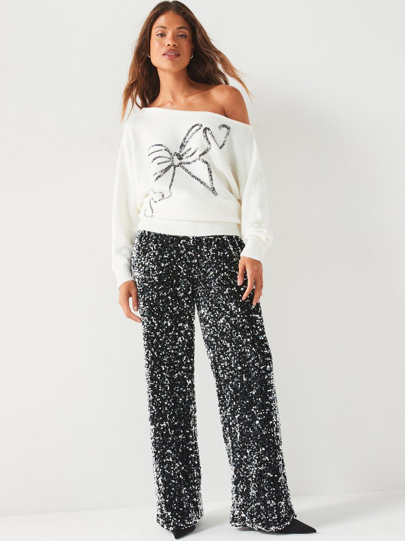 v-by-very-off-the-shoulder-sequin-bow-jumper-ivorydetail