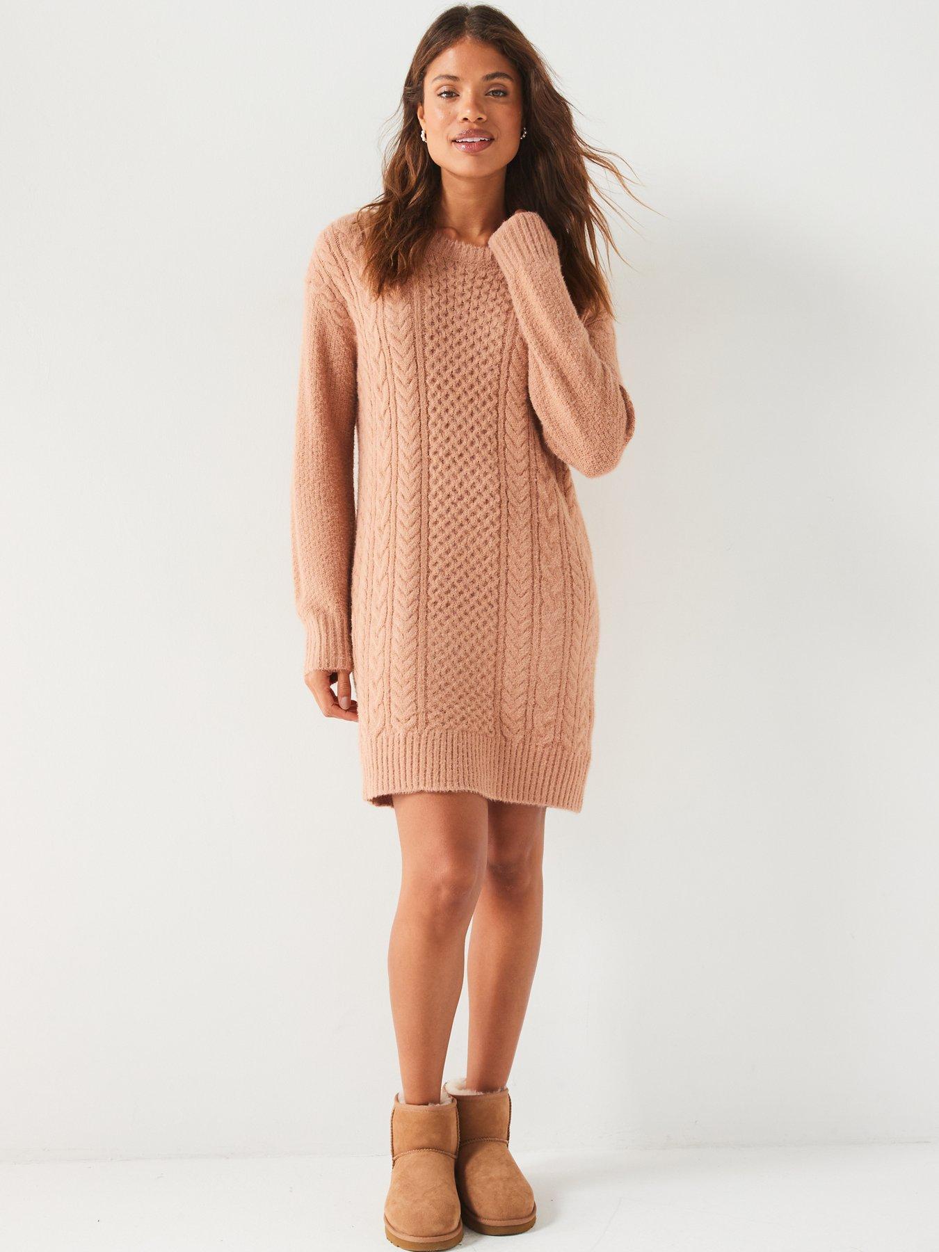 v-by-very-crew-neck-cable-knitted-mini-dress-naturalback