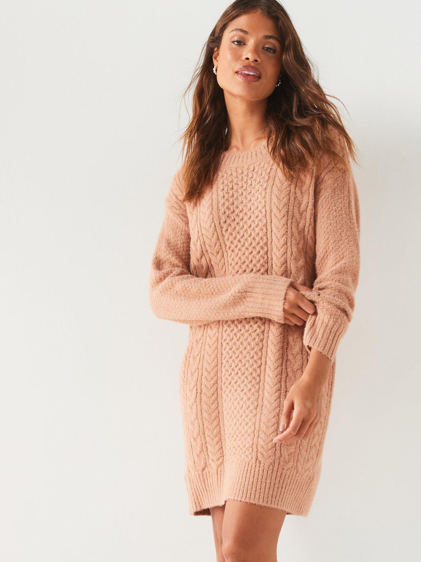 v-by-very-crew-neck-cable-knitted-mini-dress-naturaloutfit