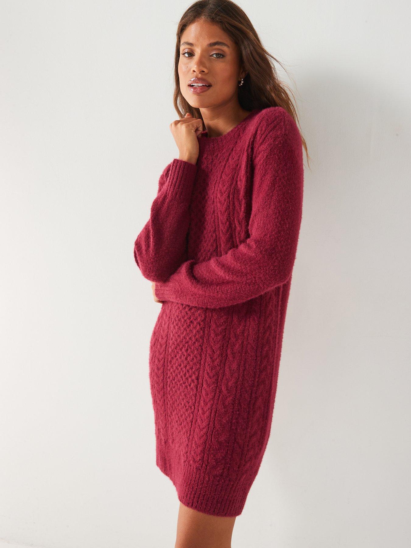 v-by-very-crew-neck-cable-knitted-mini-dress-burgundyoutfit