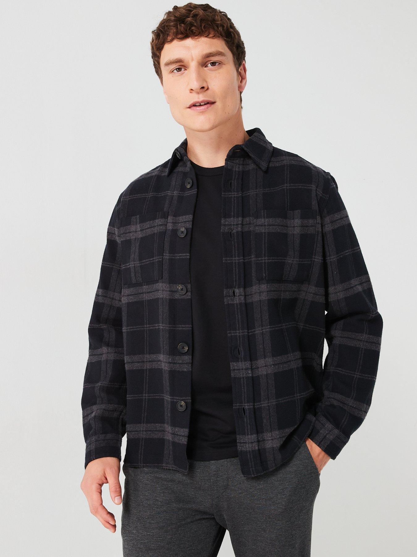 very-man-brushed-check-shirt-black