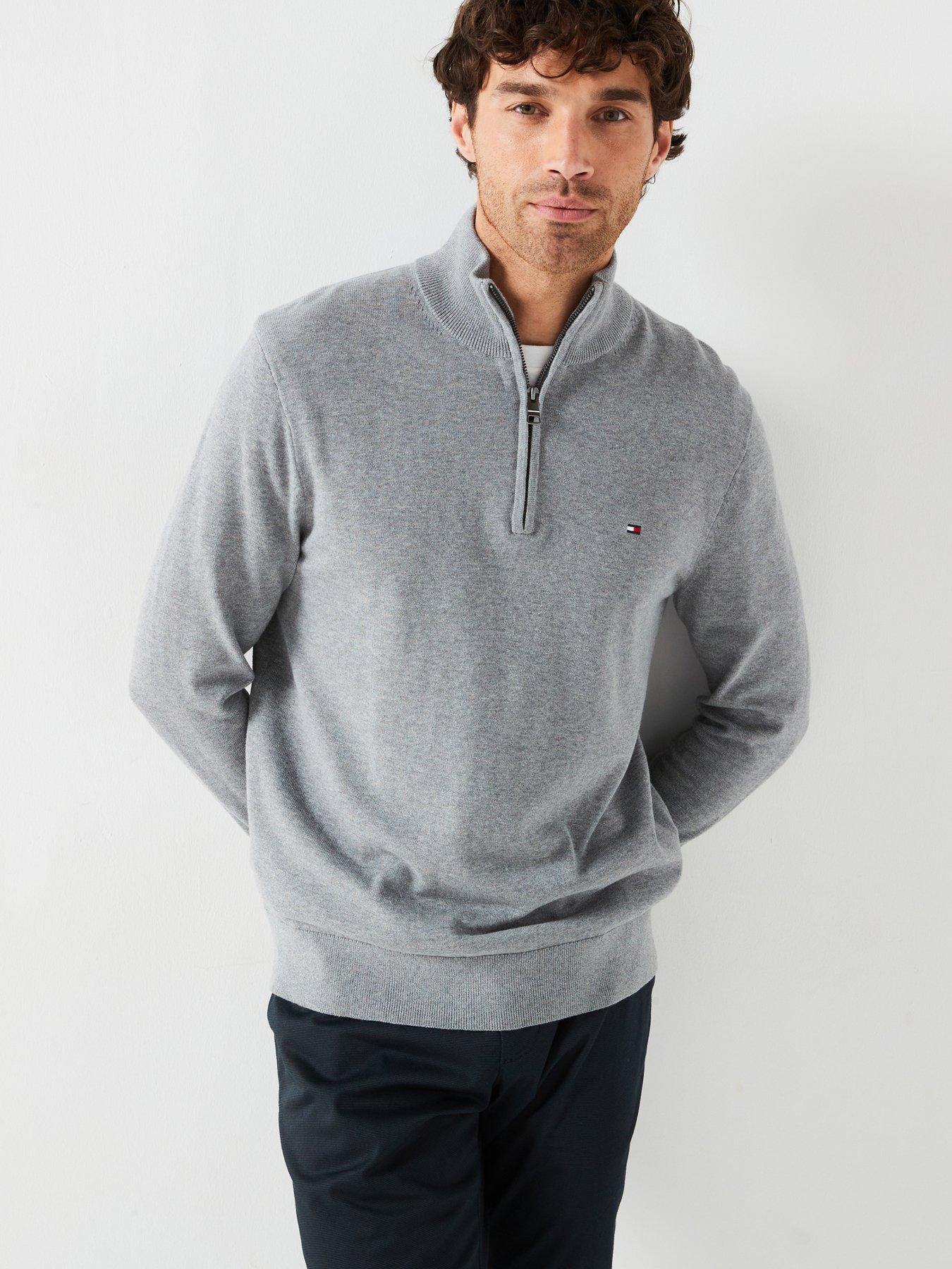 tommy-hilfiger-essential-cotton-14-zip-mock-knitted-jumper-grey