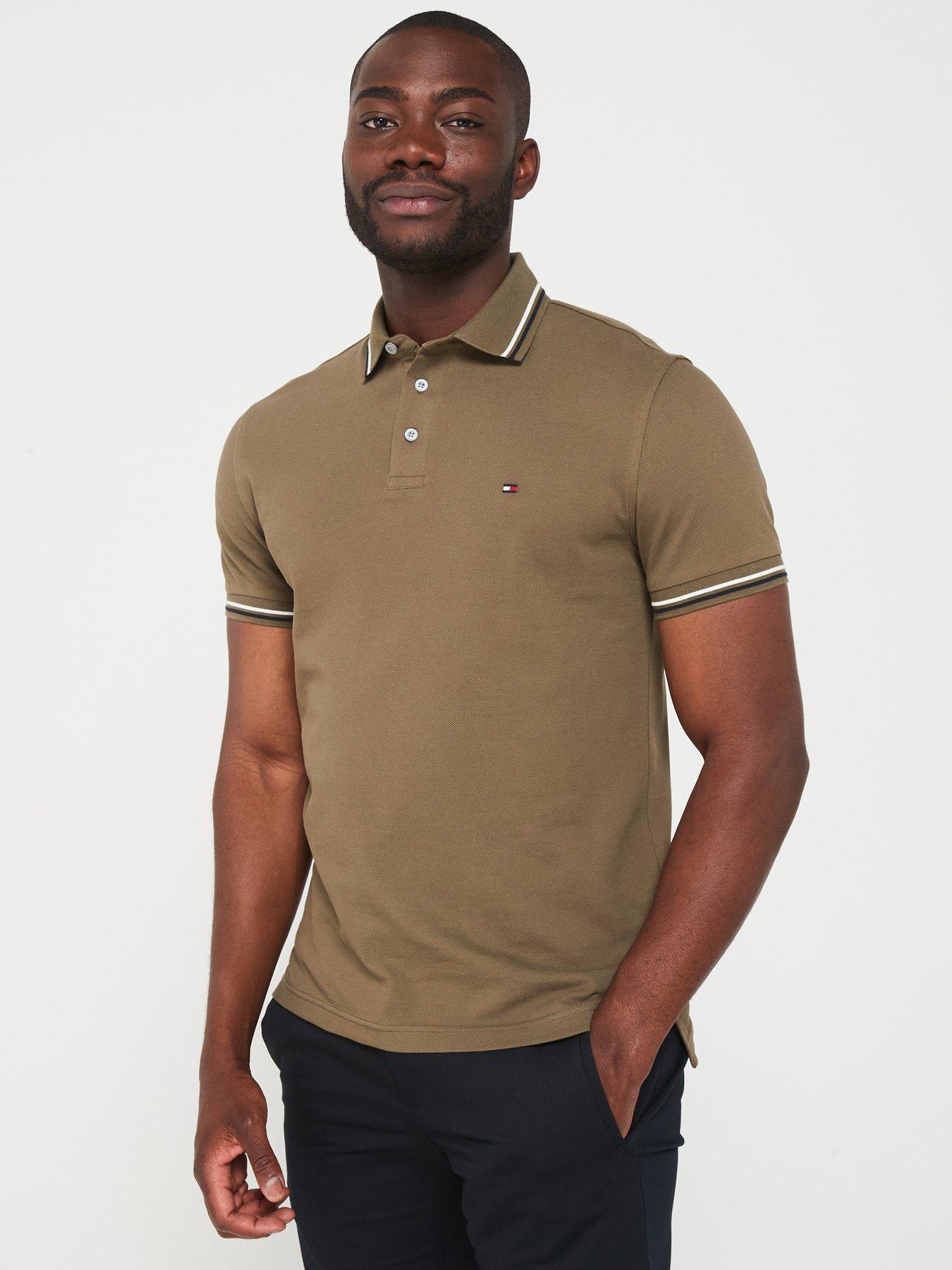 tommy-hilfiger-tommy-hilfiger-slim-fit-tipped-polo-shirt-khaki