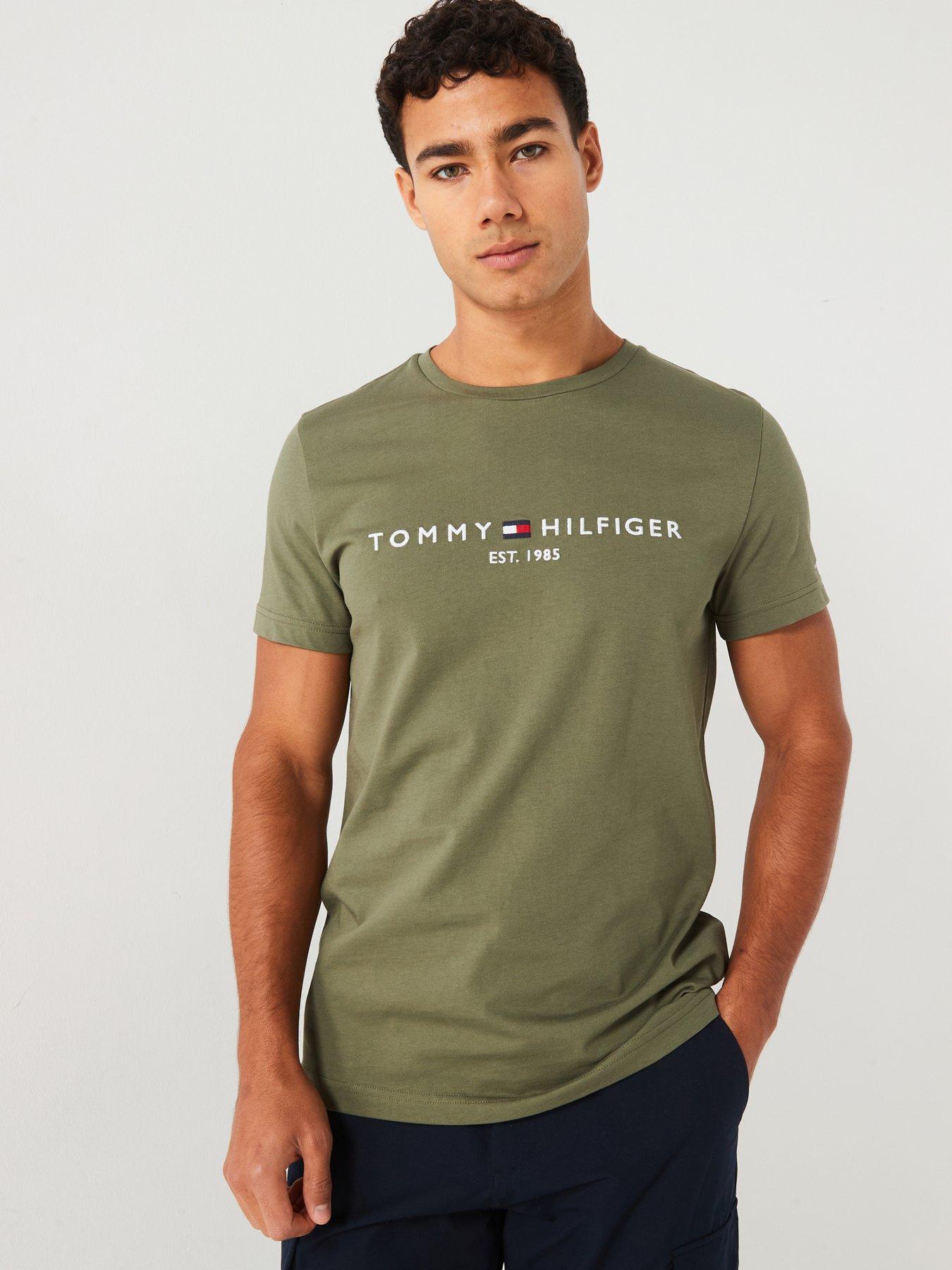 tommy-hilfiger-tommy-hilfiger-linear-chest-logo-t-shirt-khaki