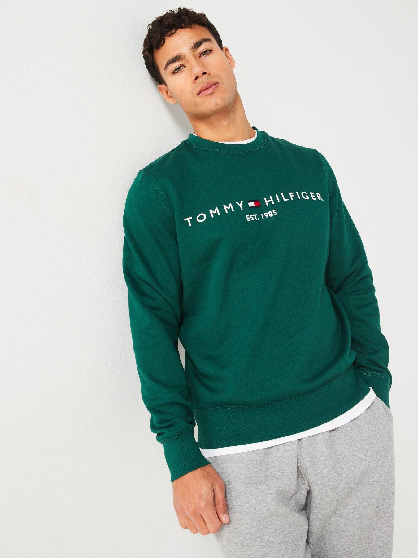 tommy-hilfiger-tommy-hilfiger-linear-chest-logo-crew-sweat-dark-green