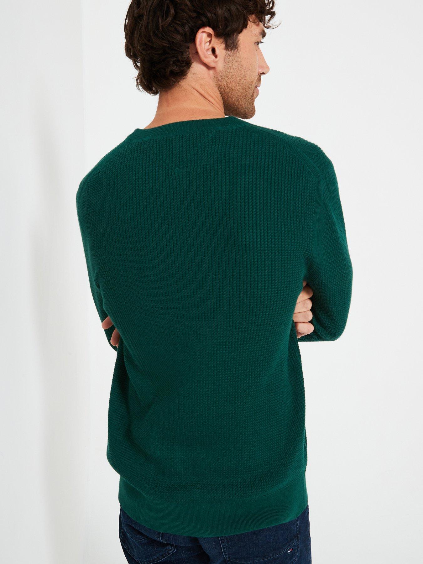 tommy-hilfiger-structure-textured-crew-neck-knitted-jumper-dark-greenstillFront